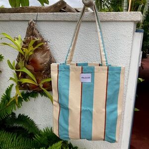 Madewell Blue Striped Canvas Tote Bag